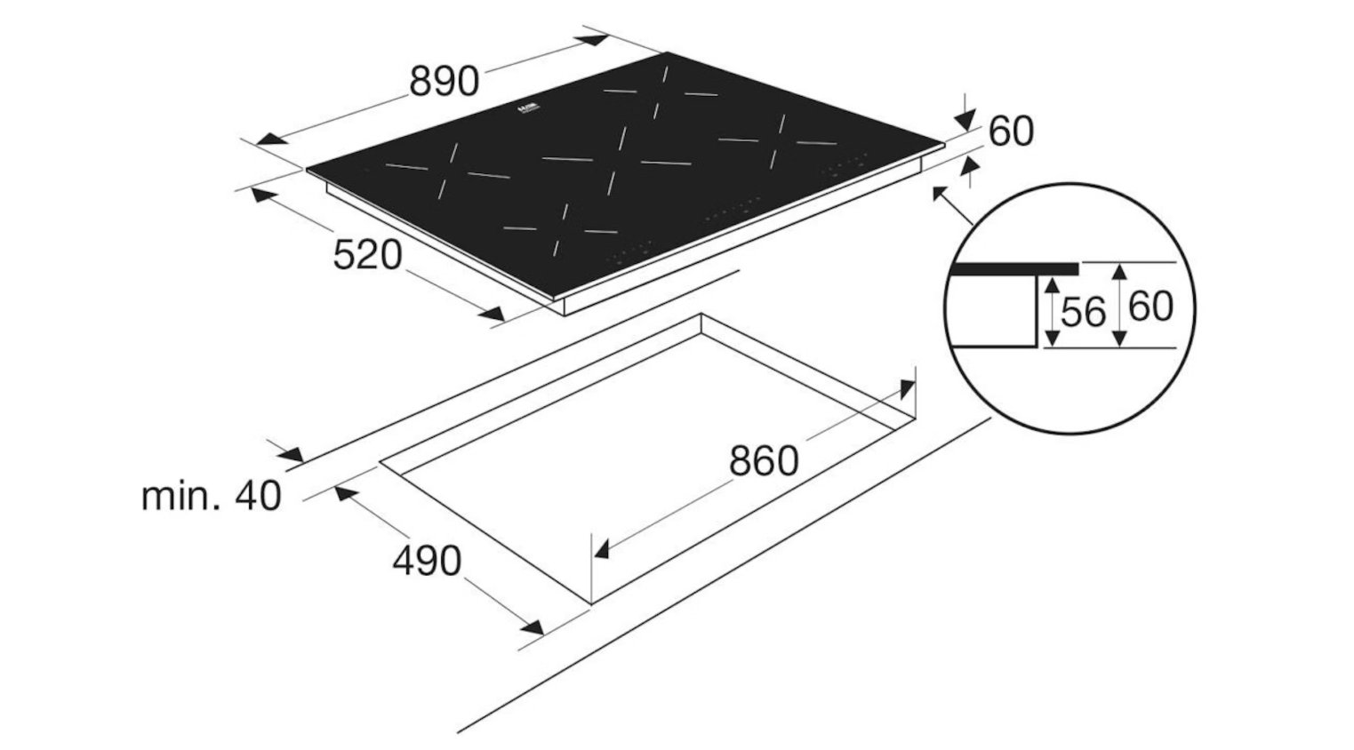Inductie inbouw kookplaat Etna KI290ZT