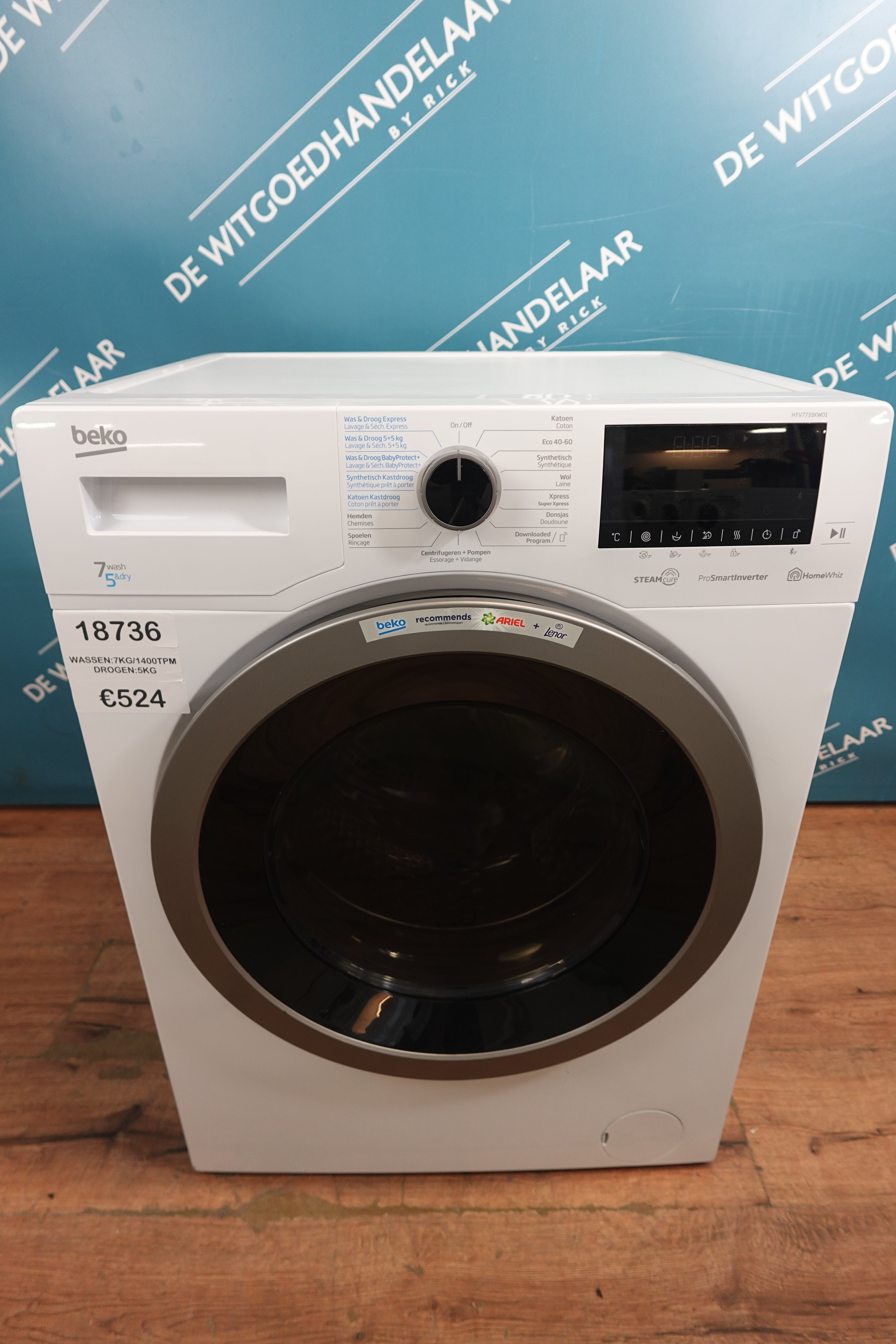 Was- droogcombinatie Beko 7/5 kg 1400 toeren