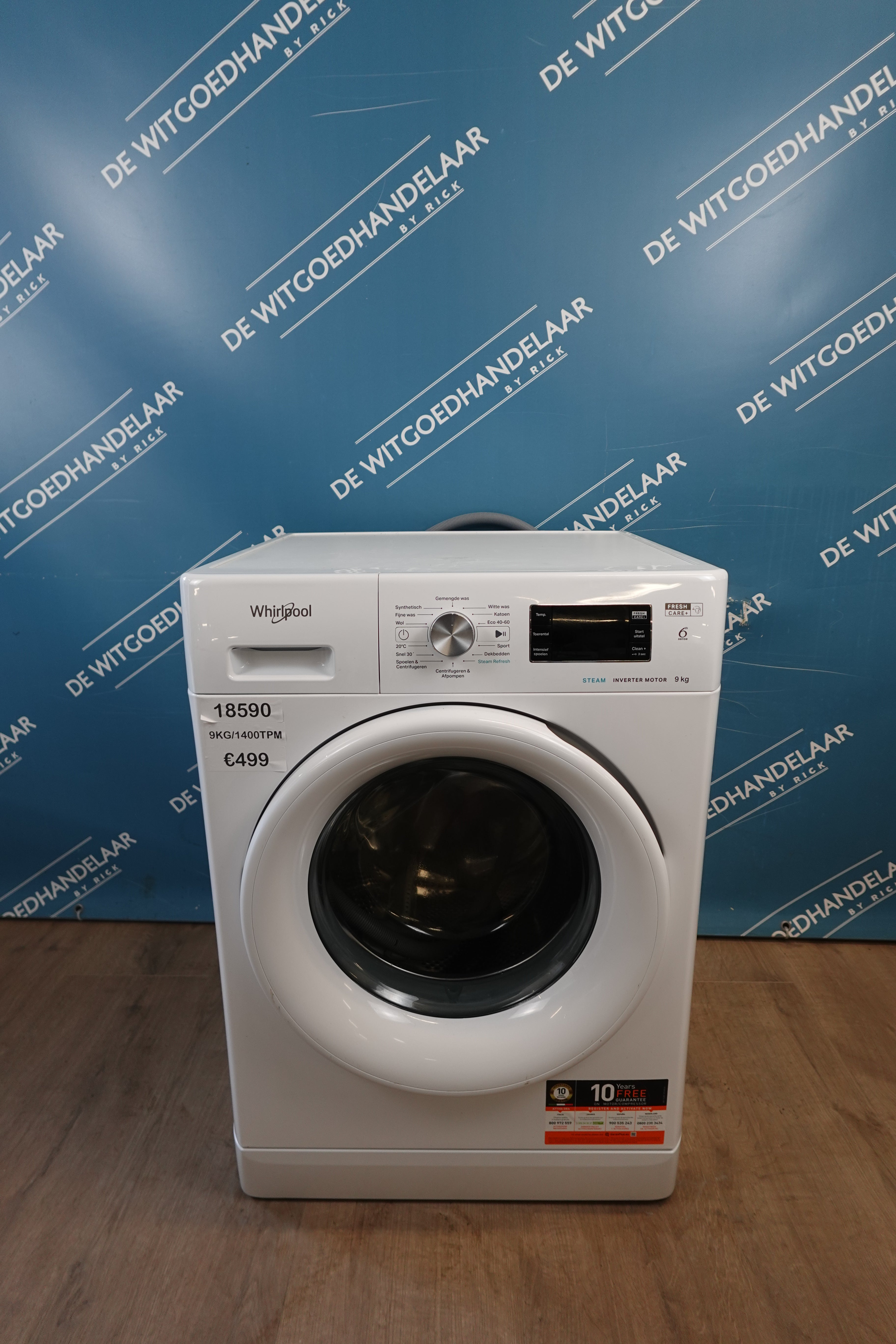 Wasmachine Whirlpool 6th sense 9 kg 1400 toeren