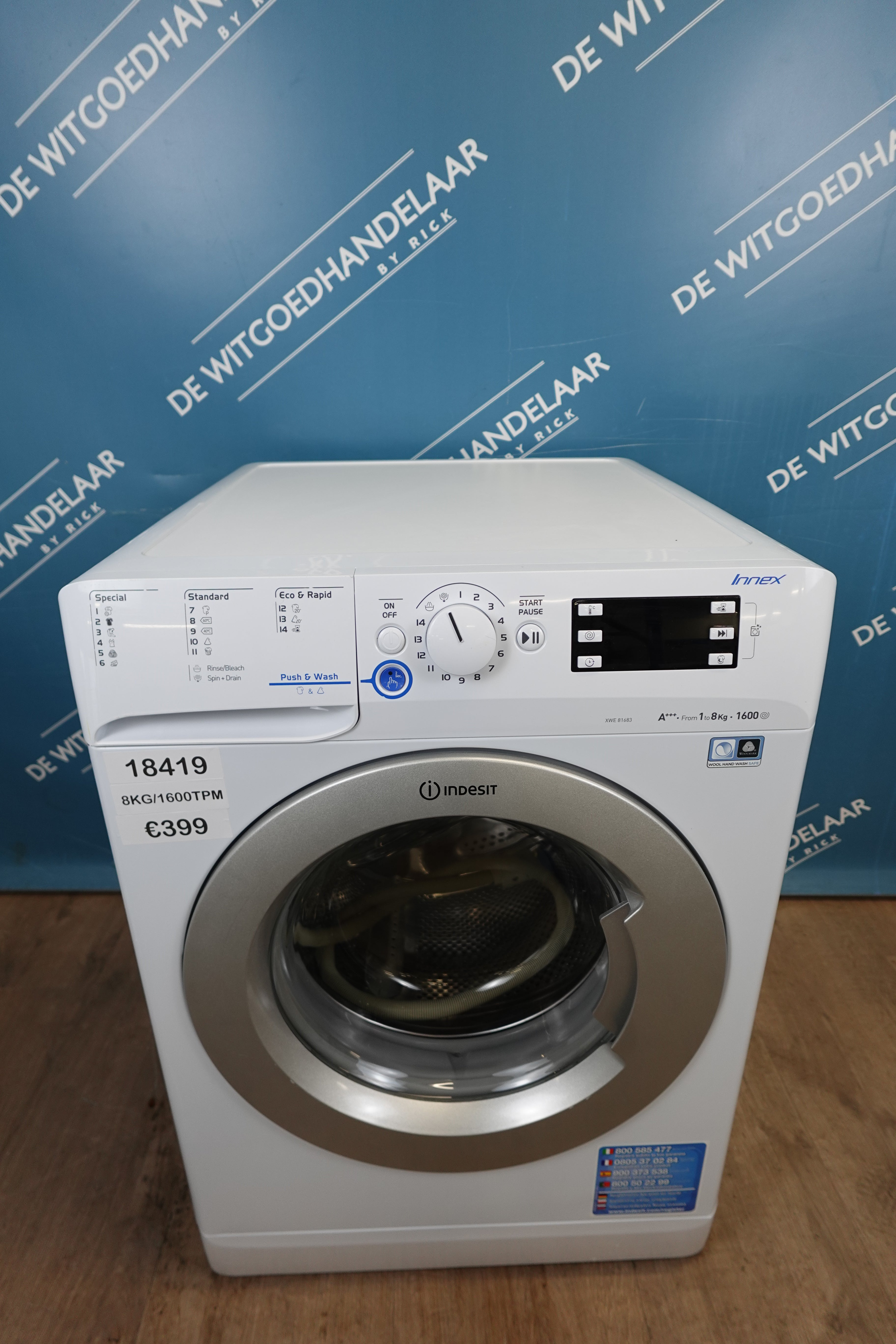 Wasmachine Indesit 8 kg 1600 toeren