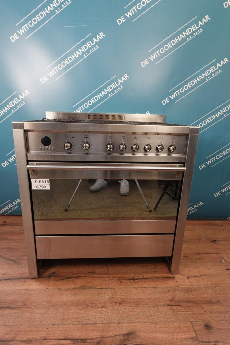 Gasfornuis met elektrische heteluchtoven Smeg RVS 6 pits 90 cm