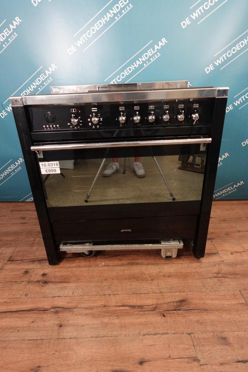 Gasfornuis met elektrische heteluchtoven Smeg Zwart 6 pits 90 cm