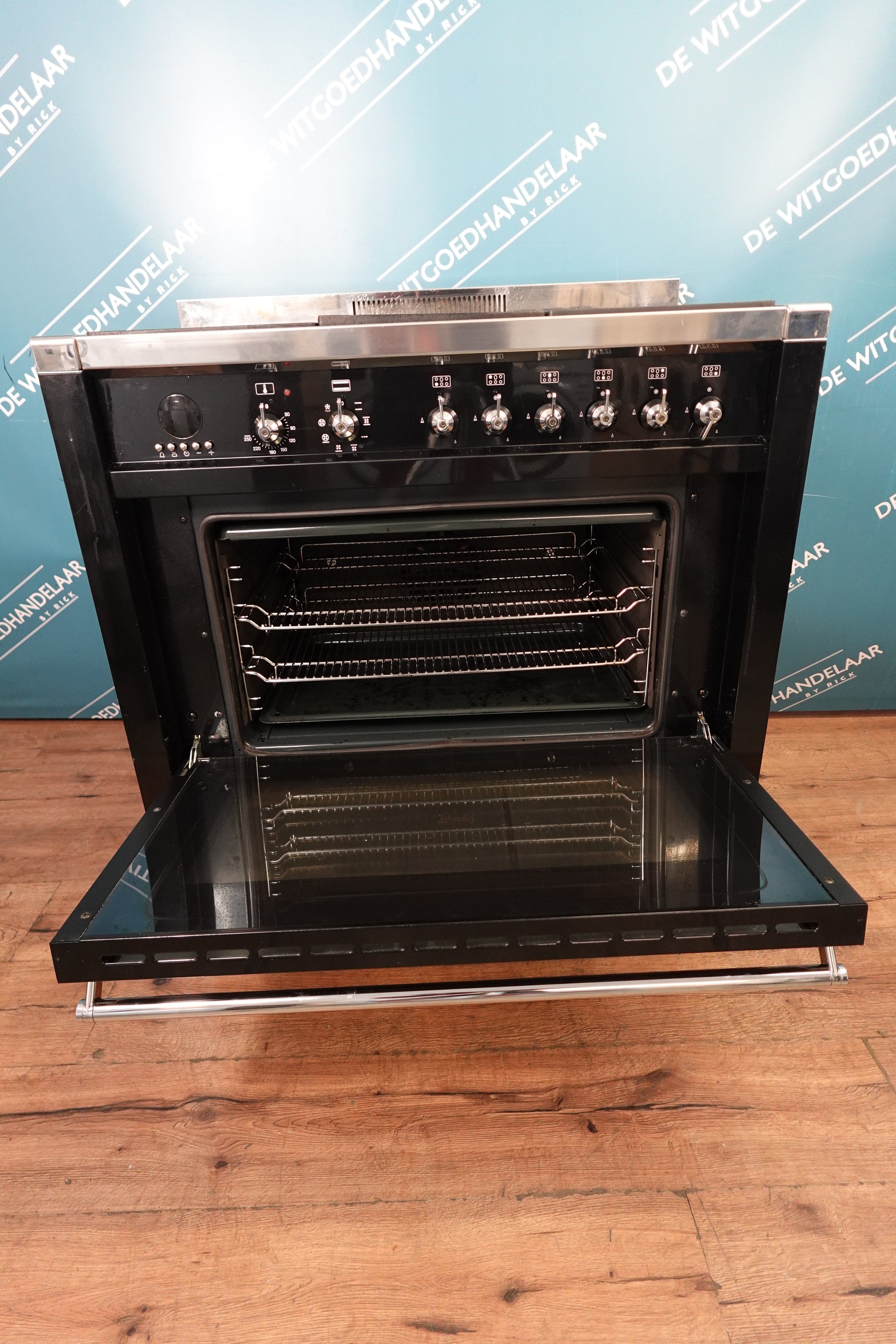 Gasfornuis met elektrische heteluchtoven Smeg Zwart 6 pits 90 cm