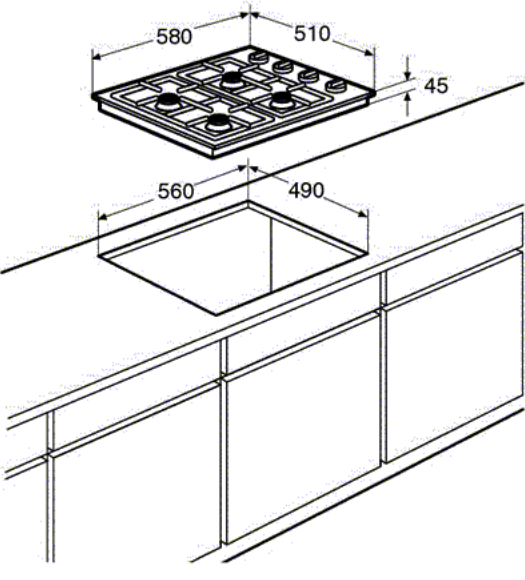 inbouw Gaskookplaat Pelgrim
