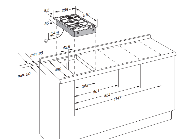 Inbouw gaskookplaat Gaggenau