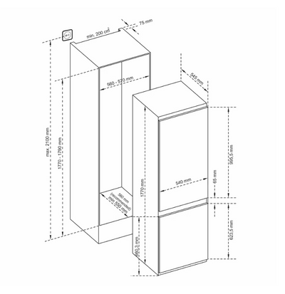 inbouw koel- vriescombinatie Inventum