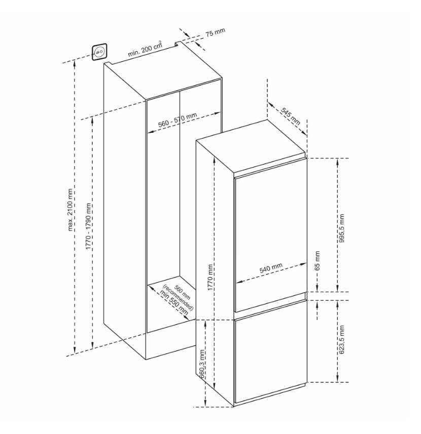 inbouw koel- vriescombinatie Inventum